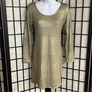 Fig & olive ladies, gold long sleeve dress size medium